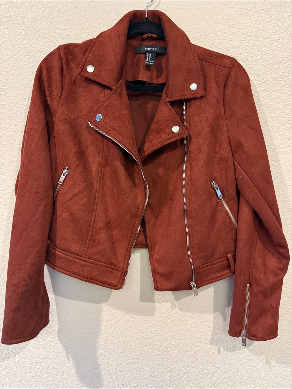 Forever 21 Rust Suede Moto Jacket